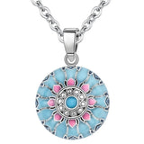 Blue Pink Lotus Necklace