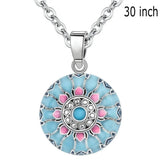 Blue Pink Lotus Necklace