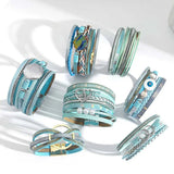 Boho Blue Leather Bracelet