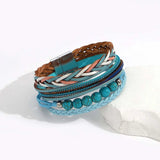 Boho Blue Leather Bracelet