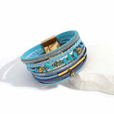 Boho Blue Leather Bracelet