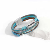 Boho Blue Leather Bracelet