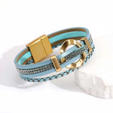Boho Blue Leather Bracelet