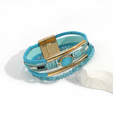 Boho Blue Leather Bracelet