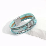 Boho Blue Leather Bracelet