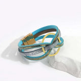 Boho Blue Leather Bracelet