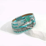 Boho Blue Leather Bracelet