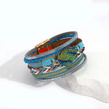 Boho Blue Leather Bracelet