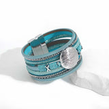 Boho Blue Leather Bracelet