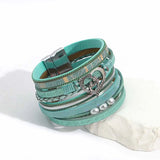 Boho Blue Leather Bracelet