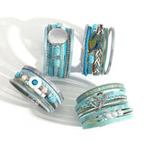 Boho Blue Leather Bracelet