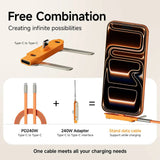Support Téléphone Pliant 2-en-1 + Câble Charge Rapide 240W – USB-C & Lightning