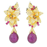 Long Flower Drop Earrings