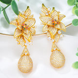 Long Flower Drop Earrings