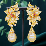 Long Flower Drop Earrings
