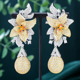 Long Flower Drop Earrings