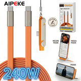 Support Téléphone Pliant 2-en-1 + Câble Charge Rapide 240W – USB-C & Lightning