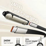 Support Téléphone Pliant 2-en-1 + Câble Charge Rapide 240W – USB-C & Lightning