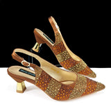New Elegant Purple Color Stripe Diamond Decoration Simple Versatile Exquisite Party Ladies Shoes And Bag Set and a pair of shoes