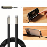 Support Téléphone Pliant 2-en-1 + Câble Charge Rapide 240W – USB-C & Lightning