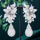 Long Flower Drop Earrings