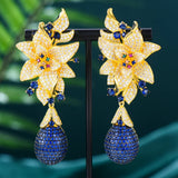Long Flower Drop Earrings