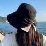 DICORYA — Chapeau de soleil femme à large bord et nœud