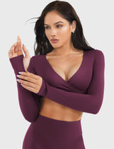 DICORYA — Crop top col V manches longues