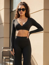 DICORYA — Crop top col V manches longues