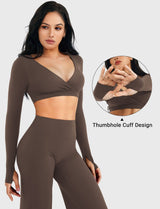 DICORYA — Crop top col V manches longues
