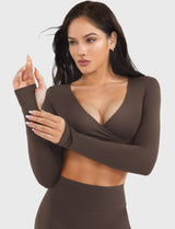DICORYA — Crop top col V manches longues
