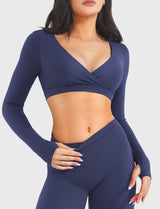 DICORYA — Crop top col V manches longues