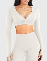 DICORYA — Crop top col V manches longues