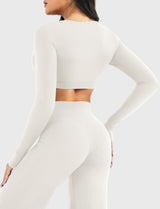 DICORYA — Crop top col V manches longues