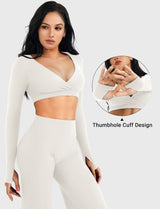 DICORYA — Crop top col V manches longues