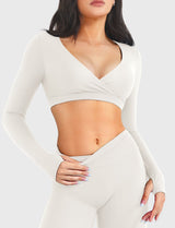 DICORYA — Crop top col V manches longues