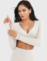 DICORYA — Crop top col V manches longues