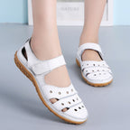 Women's Orthopedic Breathable Leather Walking Shoes with Velcro Strap