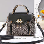 3pcs Women's Handbag Set, Swan Decor Top-Handle Tote Bag with Card Holder & Purse, Elegant Crossbody Shoulder Bag, Pink PU & Letter Print, Casual & Party Use