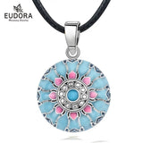 Blue Pink Lotus Necklace