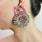 Rhinestones Flower Earrings