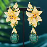 Long Flower Drop Earrings