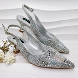 New Elegant Purple Color Stripe Diamond Decoration Simple Versatile Exquisite Party Ladies Shoes And Bag Set and a pair of shoes