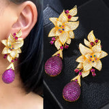 Long Flower Drop Earrings