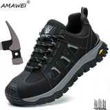 Steel Toe Safety Shoes Men Work Safety Boots Lightweight Breathable Comfortable Sneakers Men Boots Slip-Resistant Shoes