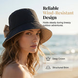 DICORYA — Chapeau de soleil femme à large bord et nœud