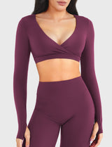DICORYA — Crop top col V manches longues