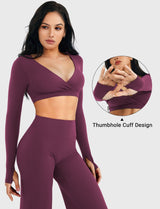 DICORYA — Crop top col V manches longues