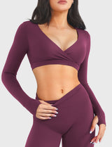 DICORYA — Crop top col V manches longues