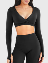 DICORYA — Crop top col V manches longues